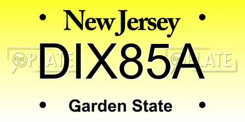 DIX85A New Jersey License Plate