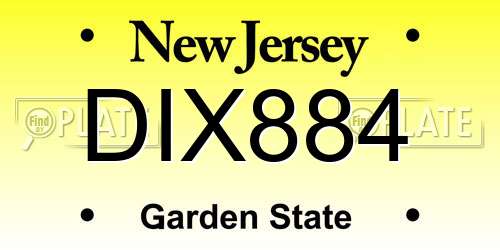 DIX884 New Jersey License Plate