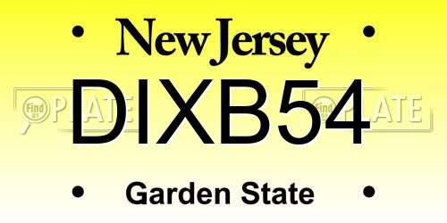 DIXB54 New Jersey License Plate
