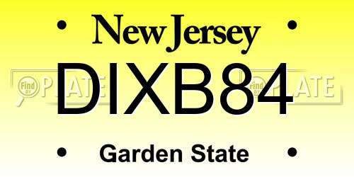 DIXB84 New Jersey License Plate