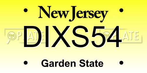 DIXS54 New Jersey License Plate