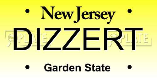 DIZZERT New Jersey License Plate