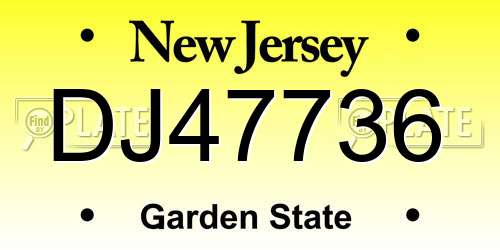 DJ47736 New Jersey License Plate