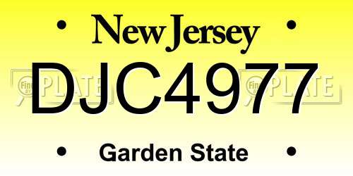 DJC4977 New Jersey License Plate