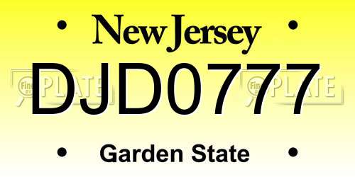 DJD0777 New Jersey License Plate