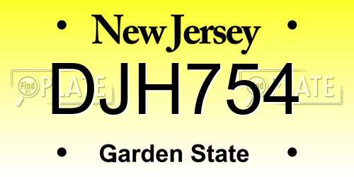 DJH754 New Jersey License Plate