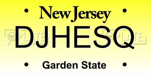DJHESQ New Jersey License Plate