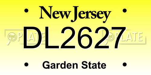 DL2627 New Jersey License Plate