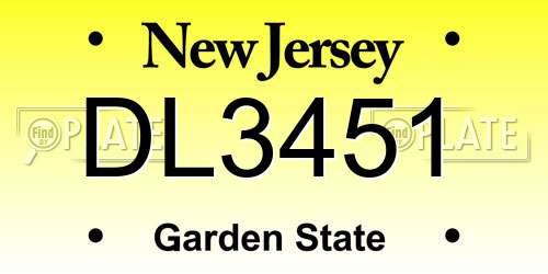 DL3451 New Jersey License Plate