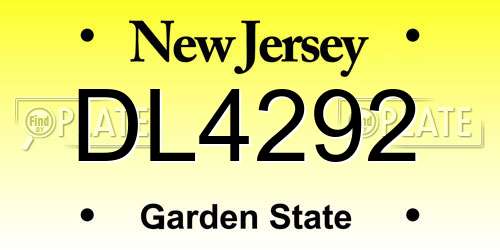 DL4292 New Jersey License Plate