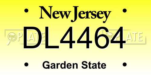 DL4464 New Jersey License Plate