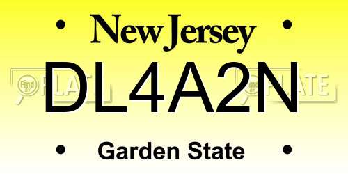 DL4A2N New Jersey License Plate
