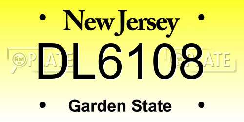 DL6108 New Jersey License Plate