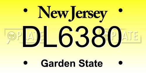 DL6380 New Jersey License Plate