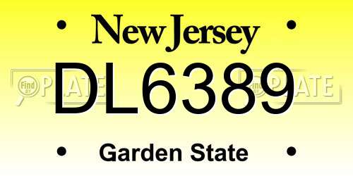 DL6389 New Jersey License Plate