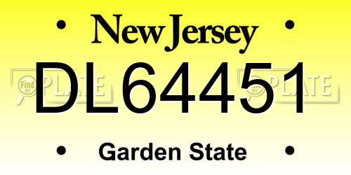 DL64451 New Jersey License Plate