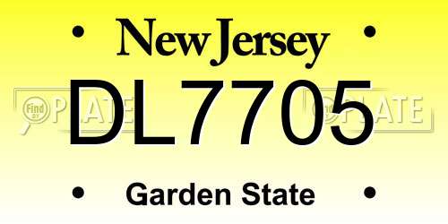 DL7705 New Jersey License Plate