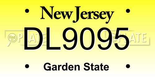 DL9095 New Jersey License Plate