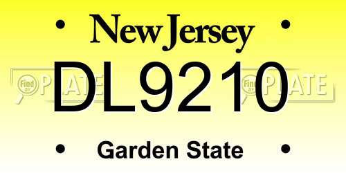 DL9210 New Jersey License Plate