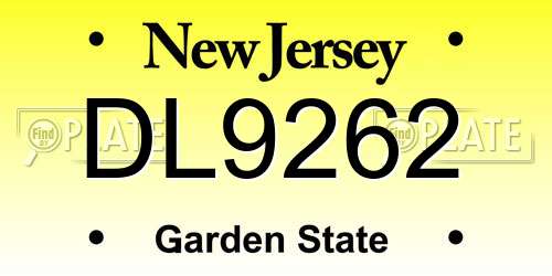 DL9262 New Jersey License Plate