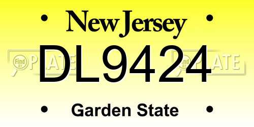 DL9424 New Jersey License Plate