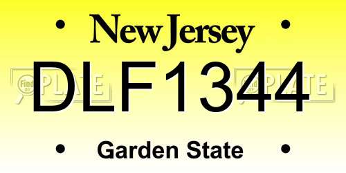 DLF1344 New Jersey License Plate