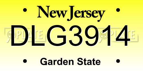 DLG3914 New Jersey License Plate
