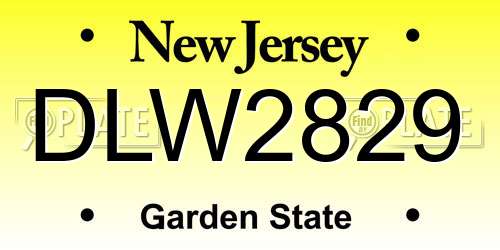 DLW2829 New Jersey License Plate
