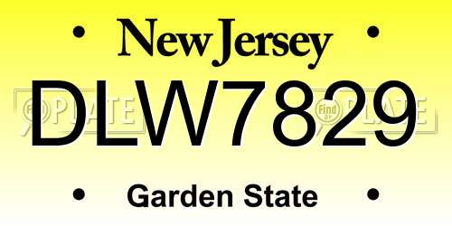 DLW7829 New Jersey License Plate