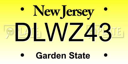 DLWZ43 New Jersey License Plate