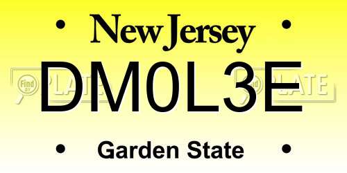 DM0L3E New Jersey License Plate