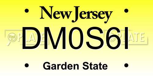 DM0S6I New Jersey License Plate
