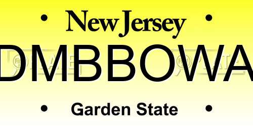 DMBBOWA New Jersey License Plate