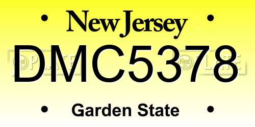 DMC5378 New Jersey License Plate