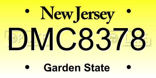 DMC8378 New Jersey License Plate
