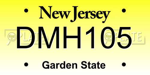 DMH105 New Jersey License Plate
