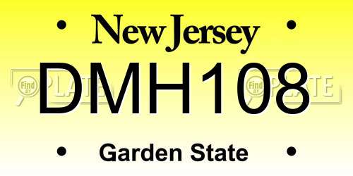 DMH108 New Jersey License Plate