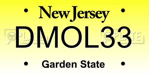 DMOL33 New Jersey License Plate