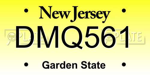 DMQ561 New Jersey License Plate