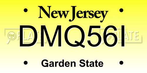 DMQ56I New Jersey License Plate