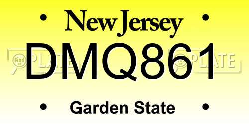 DMQ861 New Jersey License Plate