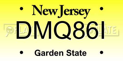 DMQ86I New Jersey License Plate