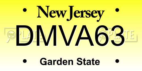 DMVA63 New Jersey License Plate