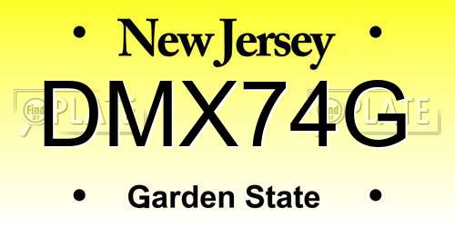 DMX74G New Jersey License Plate