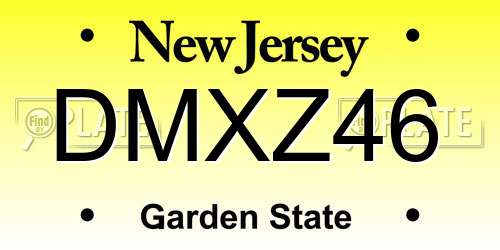 DMXZ46 New Jersey License Plate
