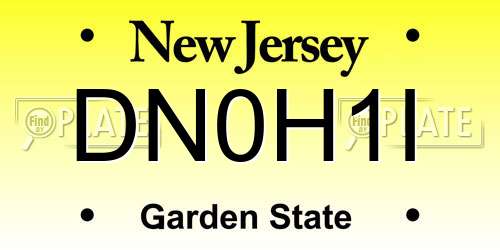 DN0H1I New Jersey License Plate