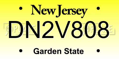 DN2V808 New Jersey License Plate