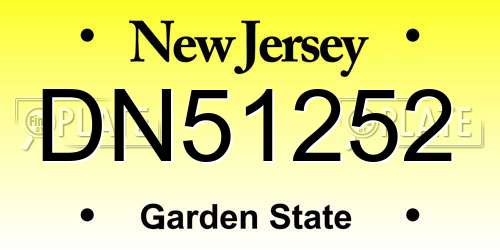 DN51252 New Jersey License Plate