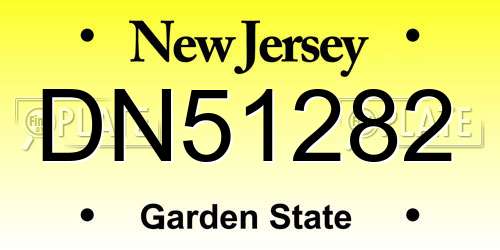 DN51282 New Jersey License Plate