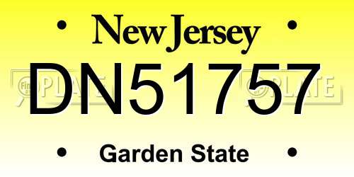DN51757 New Jersey License Plate